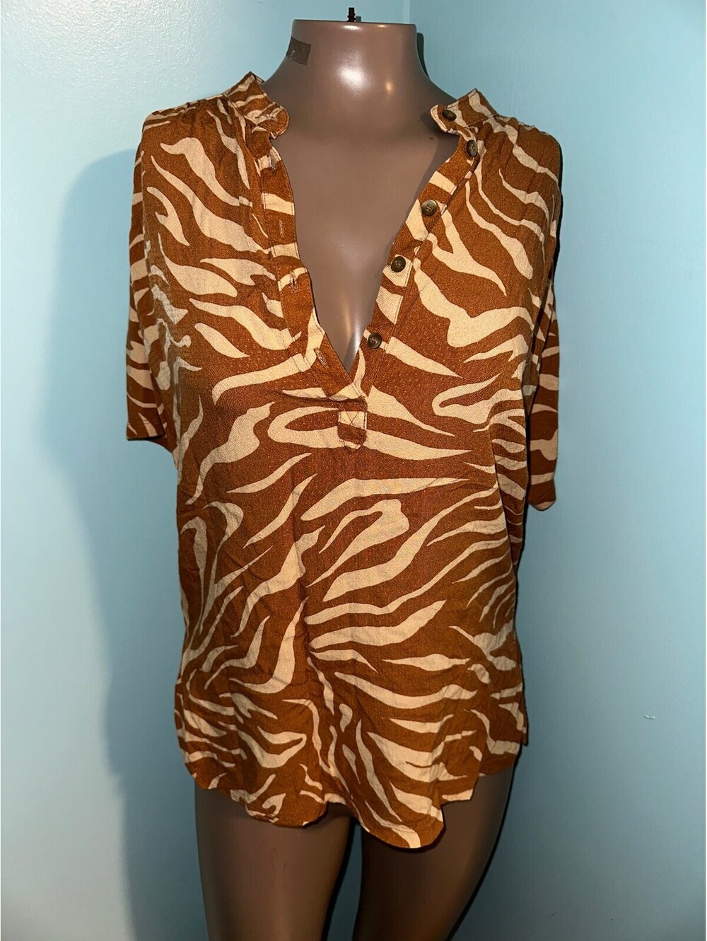 Maeve By Anthropologie Zebra Print Casual Y2K Boho Top XS